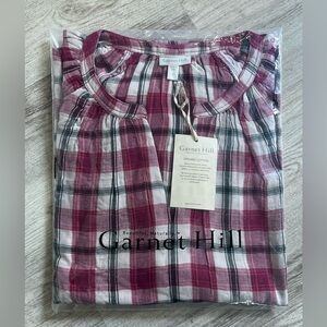 NWT Garnet Hill Red plaid organic cottton blouse L